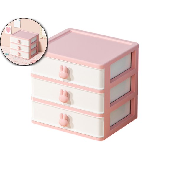 VQPeo Mini Receiving Storage Box - Multi-Layer knot Handle Gift for Women, Ideal for Small Items Organization(Pink)