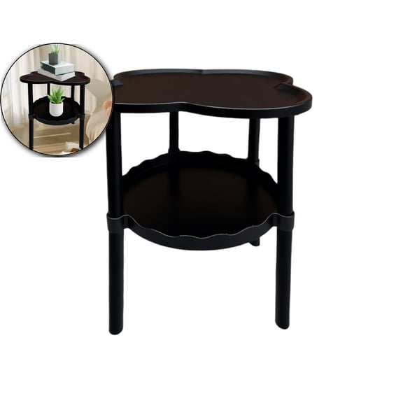 VQPeo Movable Sofa Side Table, Double Layer Cloud Shelf, Plastic Living Room Coffee Table for Small Apartment Living