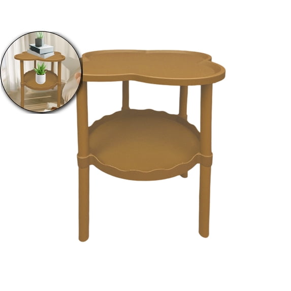 VQPeo Movable Sofa Side Table, Double Layer Cloud Shelf, Plastic Living Room Coffee Table for Small Apartment Living