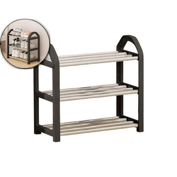 VQPeo Multi-Tier Plastic Shoe Rack, Compact Entryway Organizer, Adjustable Dorm Caddy for Hallway Tidying & Small Space Storage