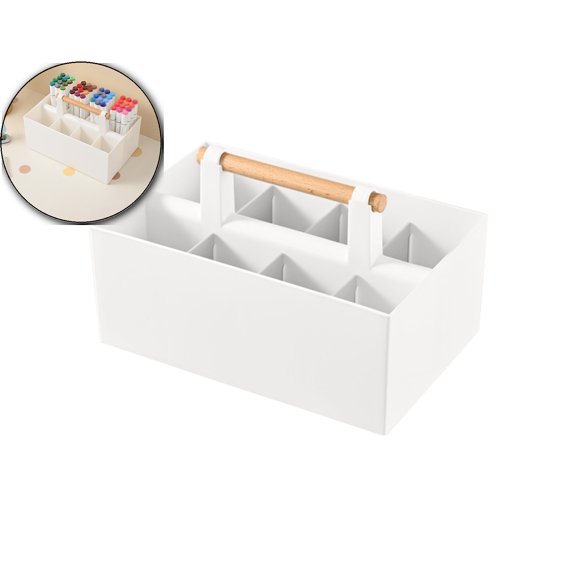 VQPeo Multifunctional Plastic Desk Organizer, Latticework Stationery Storage Box, Portable Pen Holders & Compartment Tray for Office Workspace Efficiency