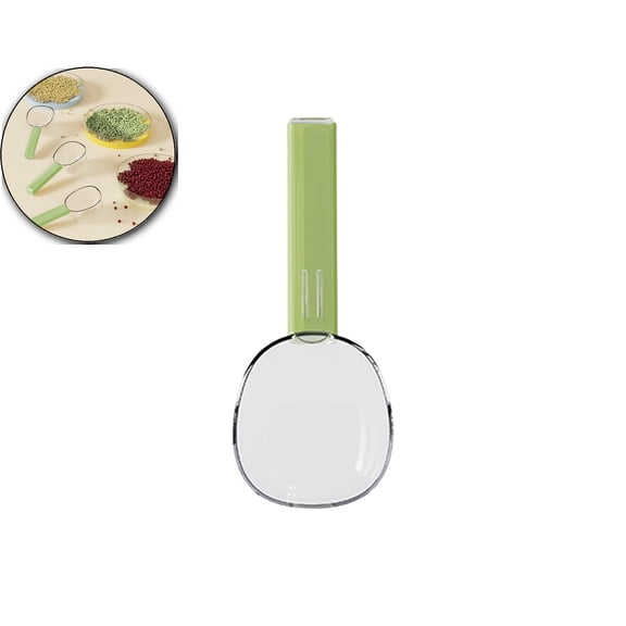 VQPeo Multifunctional Plastic Rice Spoon, Measuring Grain Scoop, Sealing Clip Flour Spoon for Kitchen Baking & Pantry Organization
