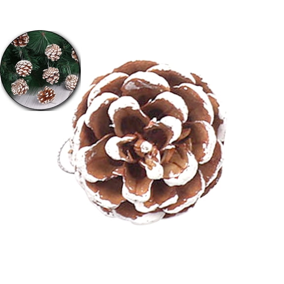 VQPeo Natural Pinecones w/White Edges, Christmas Tree Ornaments & DIY Decor (6pc/9pc Pack)