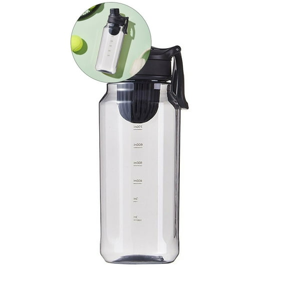 VQPeo Outdoor Sports Water Bottle for Men and Women, Portable Fitness Kettle with Tea Compartment, Plastic Water Cup for Hiking, Camping, Gym, Home Use