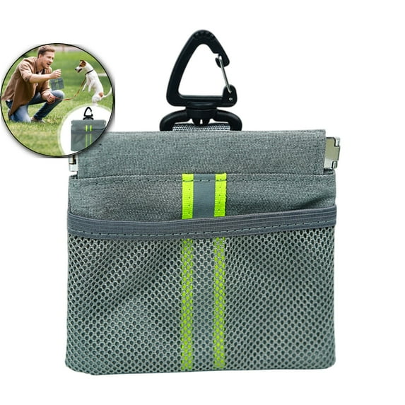 VQPeo Pet Outing Waist Pack - Oxford Cloth Dog Food Container with No-Leak Drawstring, Snack Bag Organizer Pouch for Walking, Travel, Hiking & Training