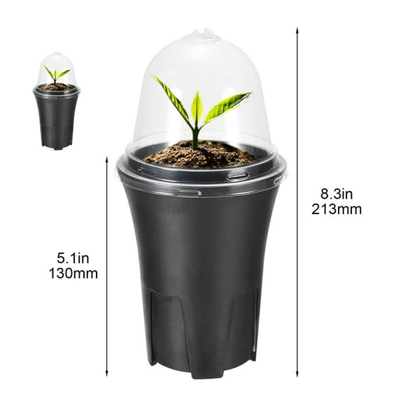 VQPeo Plant Nursery Pots with Humidity Dome Soft Transparent Plastic Gardening Pot Planting Containers Cup(Black)