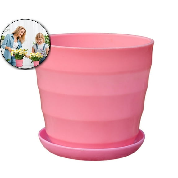 VQPeo Plant Pots with Drainage Holes & Saucers - Large Self-Watering Plastic Planters, Perfect for Indoor & Outdoor Gardening