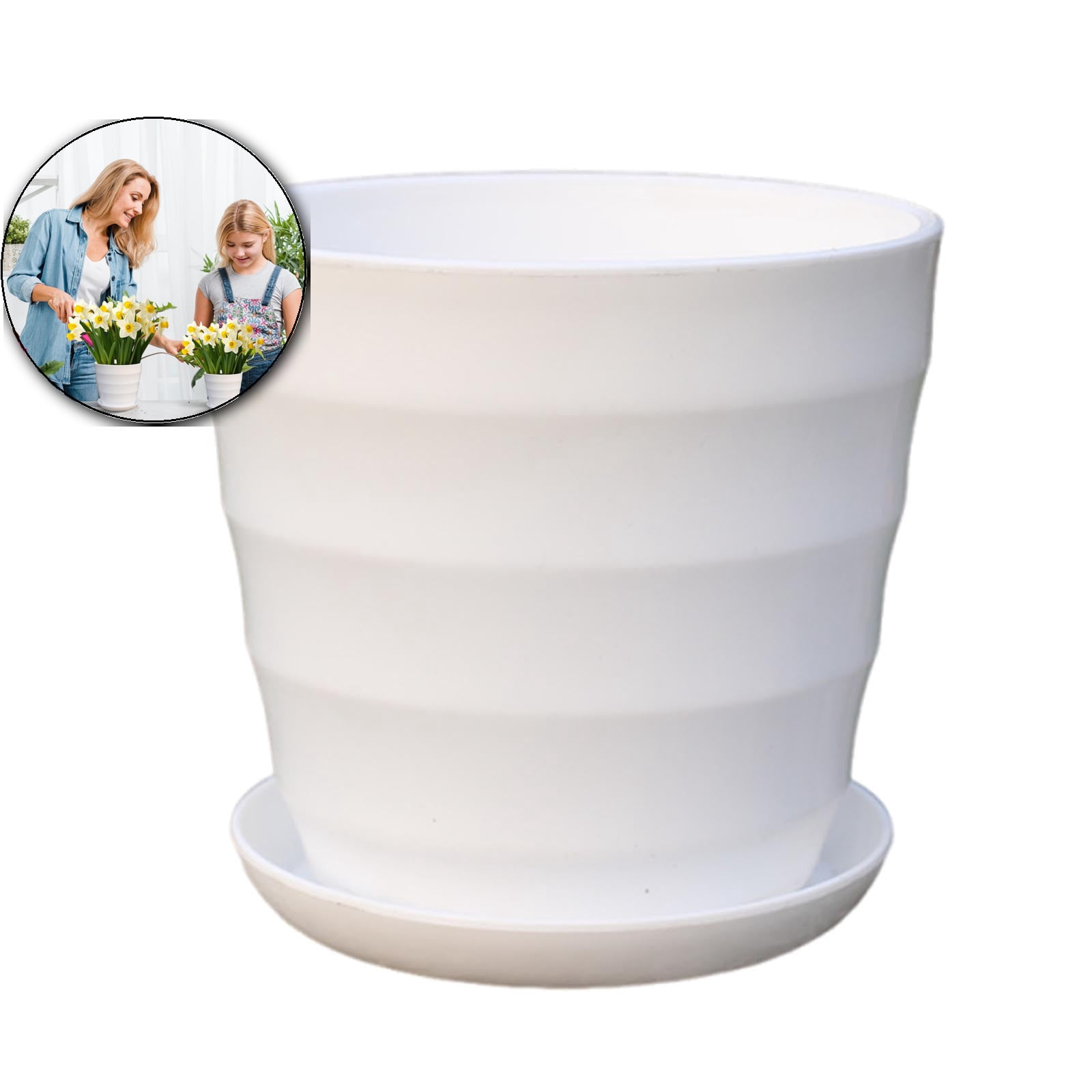 VQPeo Plant Pots with Drainage Holes &amp; Saucers - Large Self-Watering ...