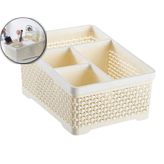 VQPeo Plastic Bathroom Caddy Organizer, Desktop Cosmetic Storage Basket, Multi-Compartment Makeup Brushes Box