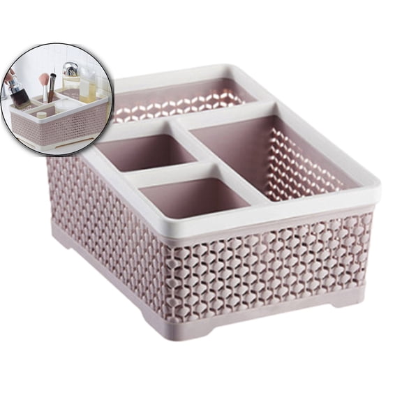 VQPeo Plastic Bathroom Caddy Organizer, Desktop Cosmetic Storage Basket, Multi-Compartment Makeup Brushes Box