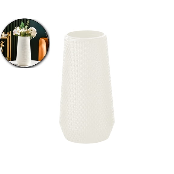 VQPeo Plastic Decorative Vase – 10" Imitation Porcelain Flower Vase for Dry & Fresh Flowers – Modern Home Decor Accent for Living Room, Table Centerpiece, Wedding, or Festival