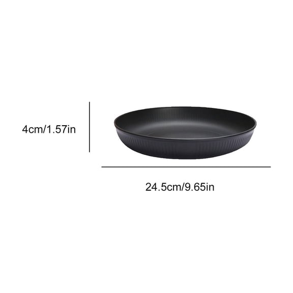 VQPeo Plastic Round Serving Tray – 9.65" Multi-Use Dinner, Snack & Fruit Plate with Grooves(Black)