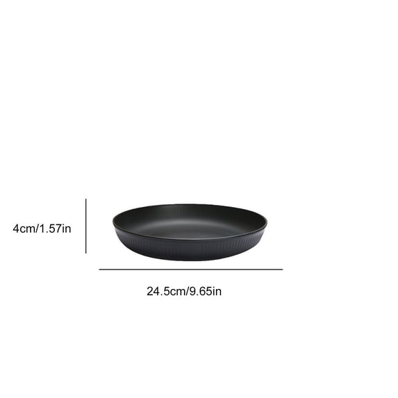 VQPeo Plastic Round Serving Tray – 9.65" Multi-Use Dinner, Snack & Fruit Plate with Grooves(Black)