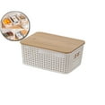 thumbnail image 1 of VQPeo Plastic Storage Bins with Bamboo Lid Pantry Organization and Storage Baskets Containers Lidded Organizer Bins Small Baskets for Shelves Drawers Desktop Closet Playroom Office, 1 of 5