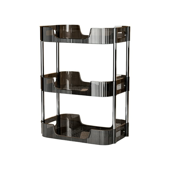 VQPeo Plastic Three-Layer Organizer, Transparent Bathroom Vanity Shelf, Desktop Perfume Display Rack for Skincare Storage and Makeup Countertop Arrangement