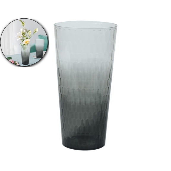VQPeo Plastic Vase, High Transparency Two-Tone Flower Bucket for Living Room Arrangement, Durable & Breathable Geometric Design Planter for Home, Office or Balcony