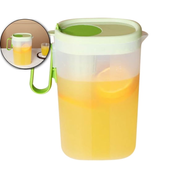 VQPeo Plastic Water Pitcher with Removable Lid & Fruit Infuser, Shatterproof Jug for Hot/Cold Water, Flavor-Infused Beverages & Iced Tea, Dishwasher Safe