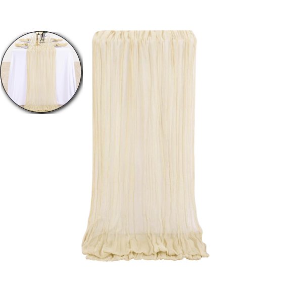 VQPeo Pleated Gauze Table Flag, Rustic Wedding Party Decoration, Elegant Holiday Table Runner for Special Events & Celebrations