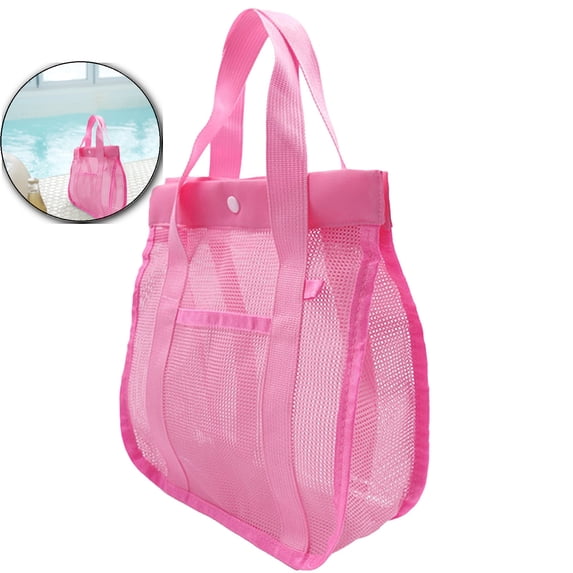VQPeo Polyester Mesh Wash Bag, Multi-Pocket Beach Toy Organizer, Portable Travel Toiletry Tote for Gym & Camping Adventures