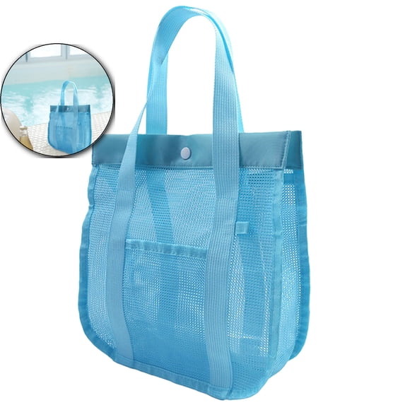 VQPeo Polyester Mesh Wash Bag, Multi-Pocket Beach Toy Organizer, Portable Travel Toiletry Tote for Gym & Camping Adventures