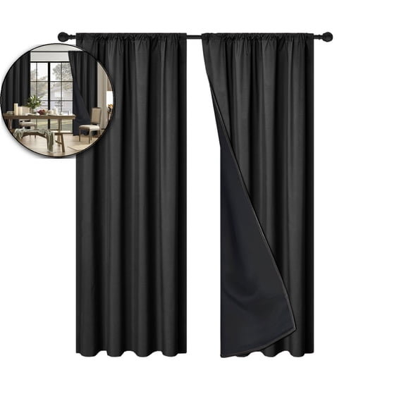 VQPeo Polyester Rod-Pull Curtains, 78.74x39.37 Inch Light-Blocking Sun Shades, Thermal Insulating Drapes for Bedroom