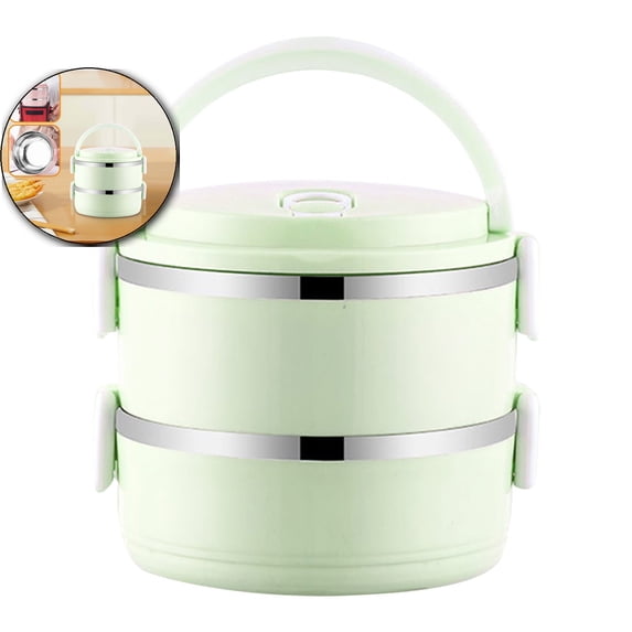VQPeo Portable Stainless Steel Lunch Box, Circular Insulated Bento Jar, Fresh-Keeping Food Container for Office Workers' Meals