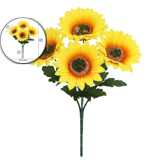 VQPeo Realistic Artificial Sunflowers, Home Wedding Decor & Outdoor Arrangement Flowers(Yellow)