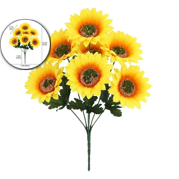 VQPeo Realistic Artificial Sunflowers, Home Wedding Decor & Outdoor Arrangement Flowers(Yellow)