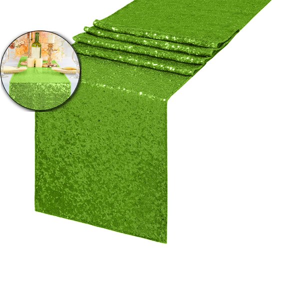 VQPeo Rectangle Sequin Table Runner, Glitter Table Flag, Table Decoration for Wedding Party Birthday(Green)