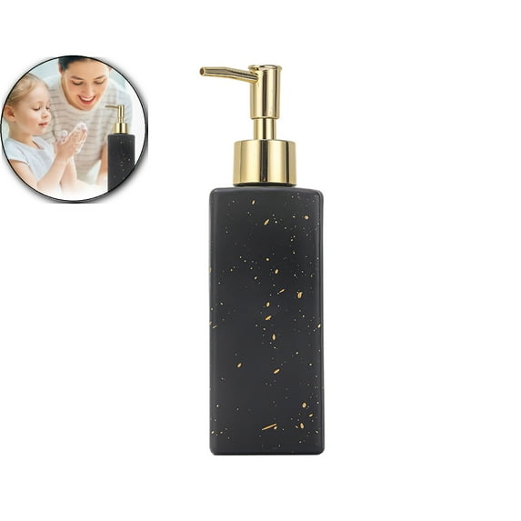 VQPeo Refillable Glass Foaming Soap Dispenser, Pump Bottle for Bathroom Kitchen Hand Wash(Black)