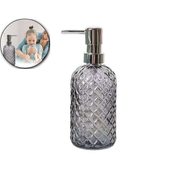 VQPeo Refillable Glass Foaming Soap Dispenser Pump, Kitchen Bathroom Body Wash Bottle(Gray)