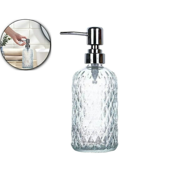 VQPeo Refillable Glass Foaming Soap Dispenser Pump, Kitchen Bathroom Body Wash Bottle(White)