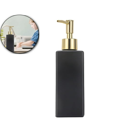 VQPeo Refillable Glass Foaming Soap Dispenser Pump, Multi-Use Bottle for Kitchen Bathroom(Black)