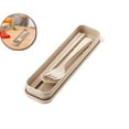 thumbnail image 1 of VQPeo Reusable Travel Utensils Set with Case, 3 Sets Wheat Straw Portable Knife Fork Spoons Cutlery, Plastic Tableware for Travel Picnic Camping, 1 of 5