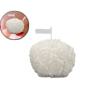 VQPeo Rose Ball Shaped Scented Candle, Spherical Rose Flower Soy Wax Aroma Decorative Candle for Home Decor(White)