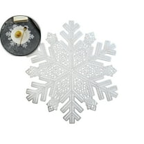 VQPeo Round Snowflake Placemats, Washable Stain-Resistant Table Decor for Weddings & Parties(Silver)