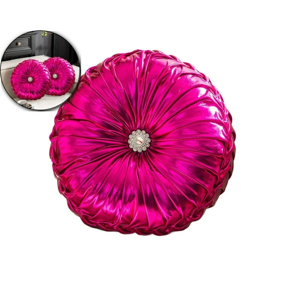 VQPeo Round Wind-Shiny Fabric Pillow Cover, Decorative Sofa Cushion(Black)