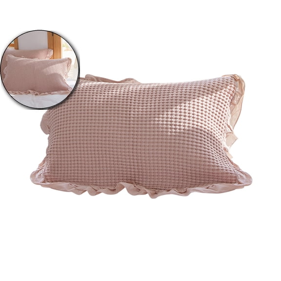 VQPeo Ruffle Pillow Case Pillow Case Soft Cotton Ruffle Design Pillow Cover for Bedroom, 31x23 Inch