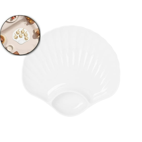 VQPeo Shell-Shaped Plastic Dinner Plate – Reusable, Unbreakable & Lightweight, Dishwasher & Microwave Safe for Kitchen, Camping