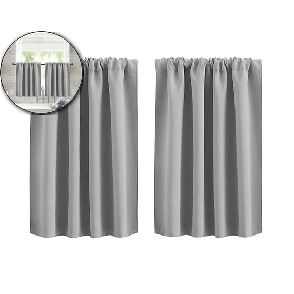 VQPeo Short Blackout Curtains - Thermal Insulated Curtains for Bathroom/Kitchen/Bedroom(Gray)