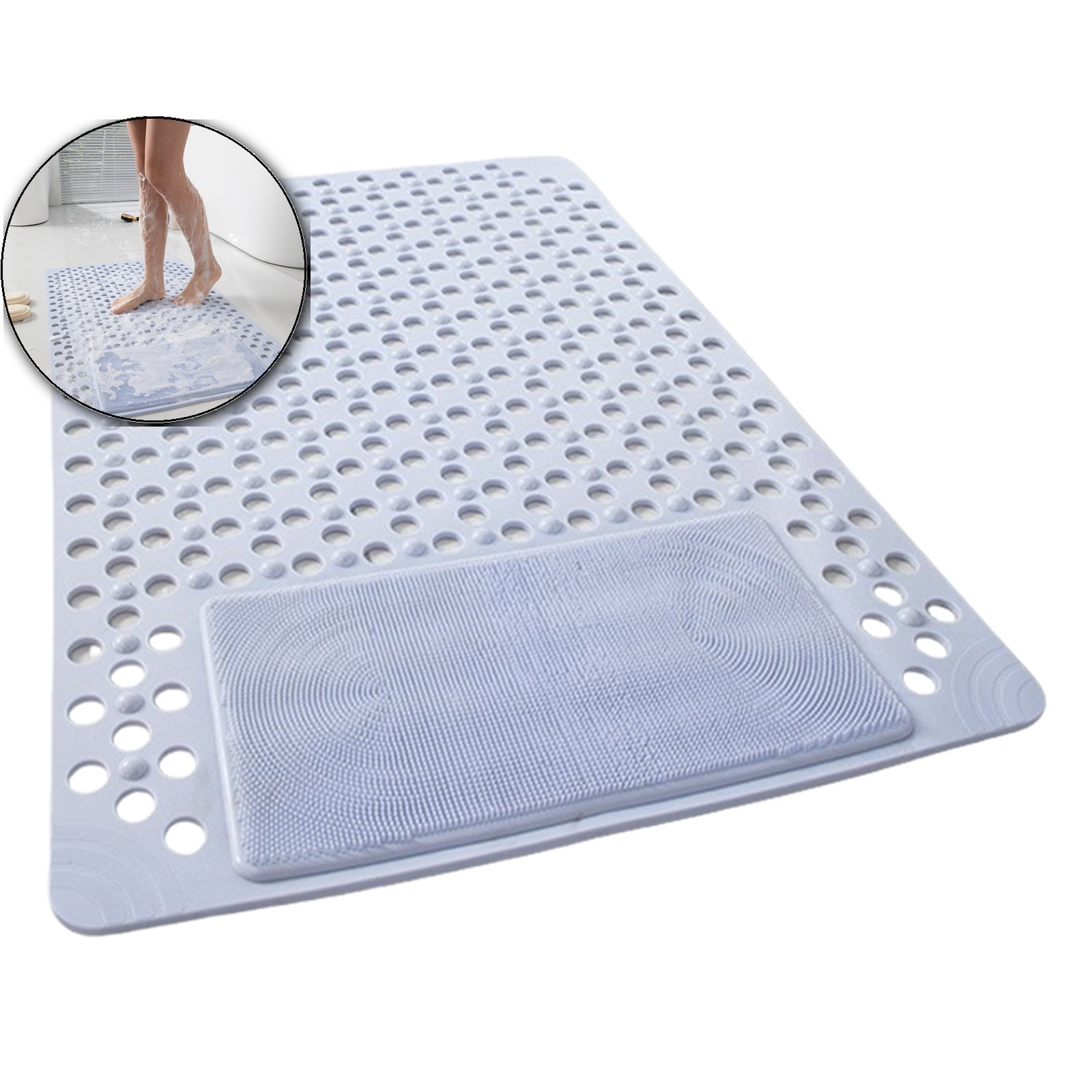 VQPeo Shower and Bathtub Mat, Rubber Non-Slip Shower Mat for Elderly , Bathtub Mat Non Slip with Drain Holes &Suction Cups, Bath Mat for Bathroom and Tub, Machine Washable