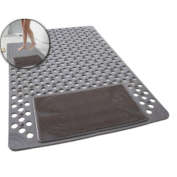 VQPeo Shower and Bathtub Mat, Rubber Non-Slip Shower Mat for Elderly , Bathtub Mat Non Slip with Drain Holes &Suction Cups, Bath Mat for Bathroom and Tub, Machine Washable