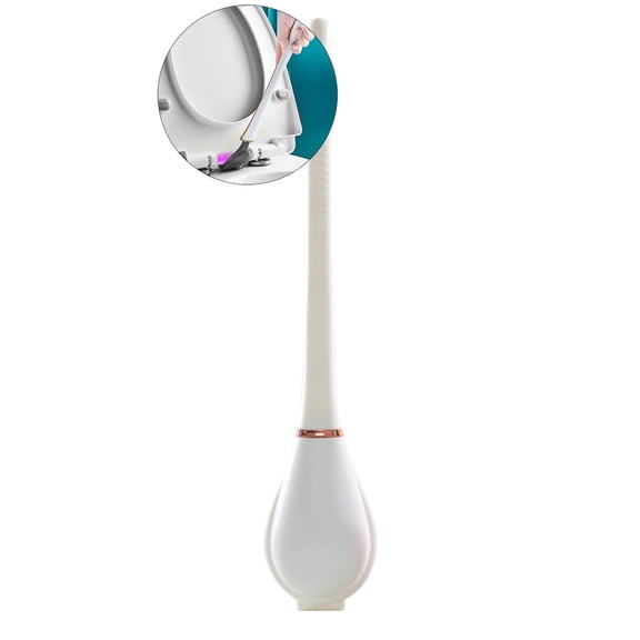 VQPeo Silicone Toilet Brush with Seashell Holder, Long Handle Bathroom Toilet Bowl Cleaning Scrubber Tool, Punch Free Design - Easy to Clean, Durable, Modern Bathroom Accessories