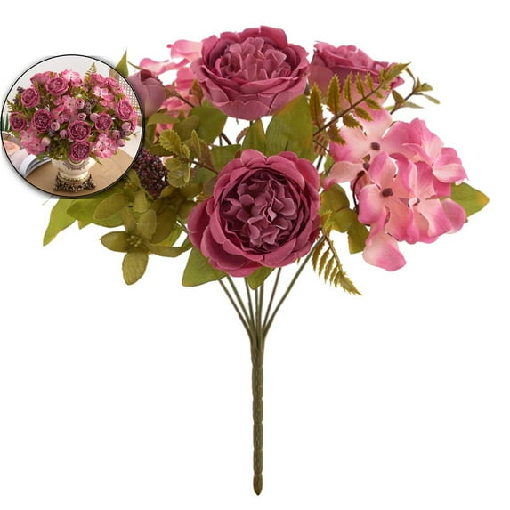 VQPeo Silk Flowers Bouquet, Artificial Floral Arrangements, Fake Flower for Wedding Bridal Bouquets, Home Decorations, Table Centerpieces