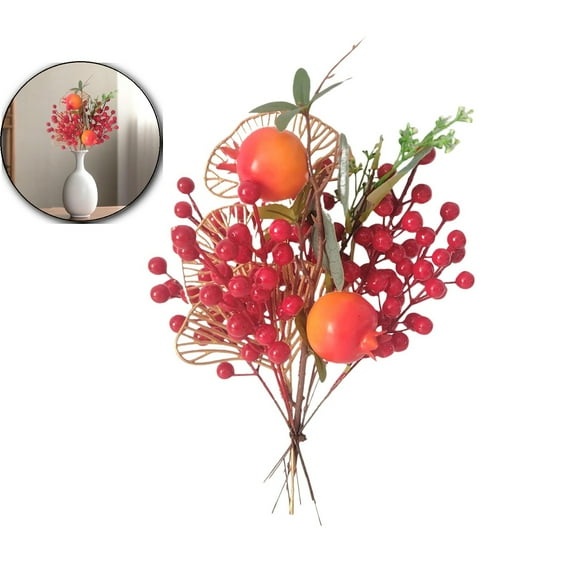 VQPeo Simulated Fruit Bouquet, Foam Christmas Floral Arrangement, Festive Home Table Centerpiece for Holiday Parties & Living Room Decor