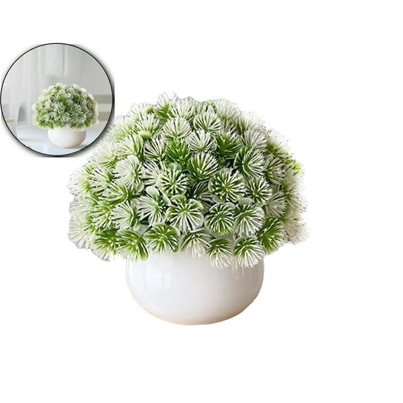 VQPeo Small Plastic Artificial Potted Plant, Desktop Simulation Greenery, Windowsill Decorative Fake Herb for Home Office & Living Room Accents