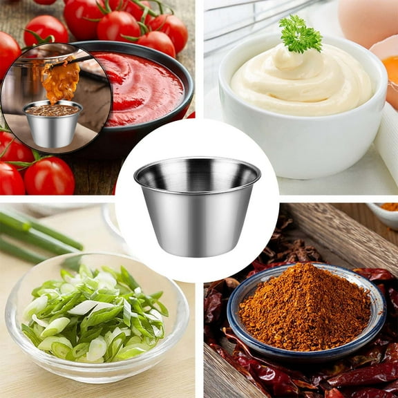 VQPeo Small Sauce Cups, Stainless Steel Ramekin Dipping Sauce Cup, Round Condiment Cups for Appetizer, Home, Party, Restaurant