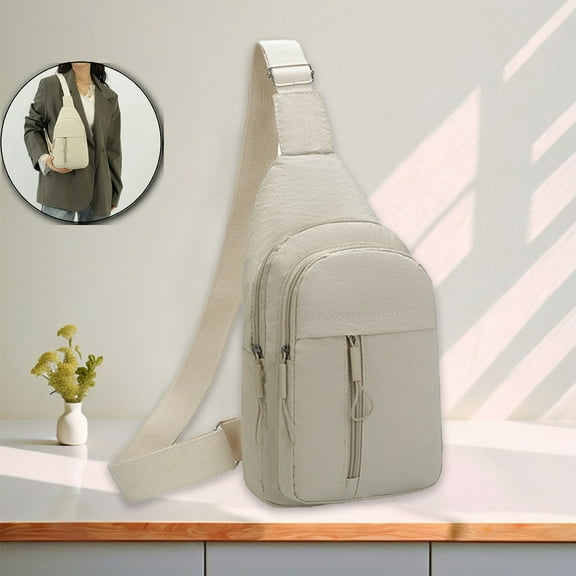 VQPeo Small Sling Bag Crossbody for Men Women One Strap Shoulder Cross Body Bag Sling Backpack for Travel(White)