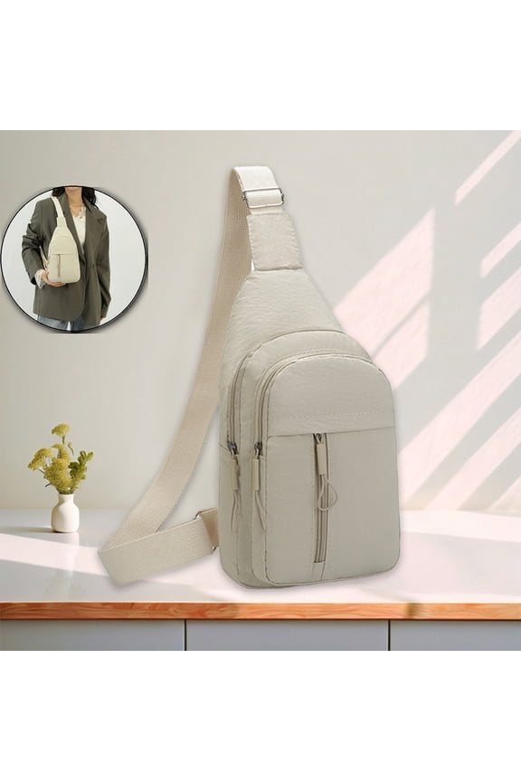 Small Sling Bag Crossbody for Men Women One Strap Shoulder Cross Body Bag Sling Backpack for Travel(White)