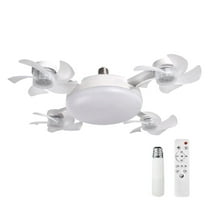 VQPeo Socket Ceiling Fans with Lights and Remote Ceiling Fan with Light 4-Blade Ceiling Fan with Light 3-Color Dimmable LED Ultra-Quiet Waterproof with Foldable Adapter